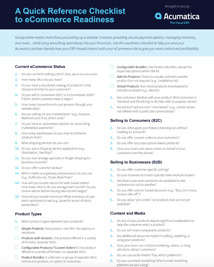 Ecommerce ERP Checklist